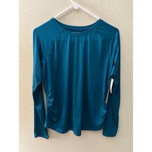 Tek Gear Maternity Gear Teal Blue Long Sleeve Performance Top Side Small A1054